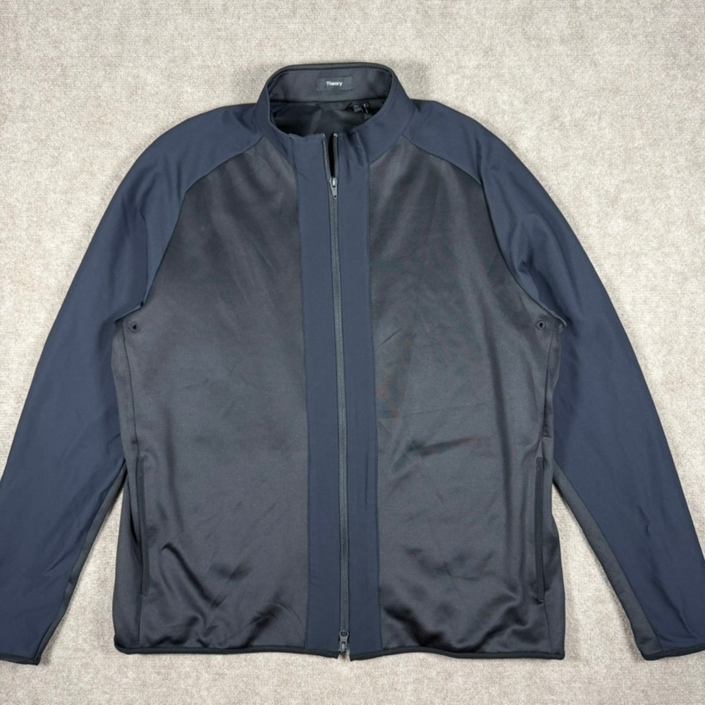 Theory Full Zip Performance Scuba Soft Jacket Black Navy Blue Men's Size XXL